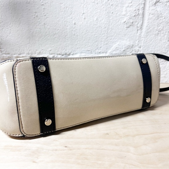 Kate Spade Auburn Place Cayton Satchel Bag Patent Cow Leather Cream and Black - Picture 10 of 15